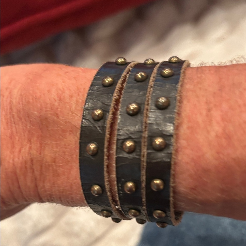 Studded Brown Leather Wrap Bracelet